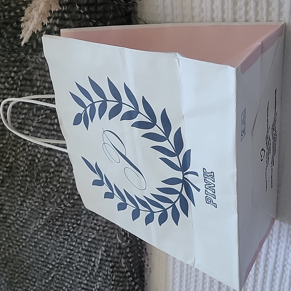 PINK Victoria's Secret White Bag with Blue Logo